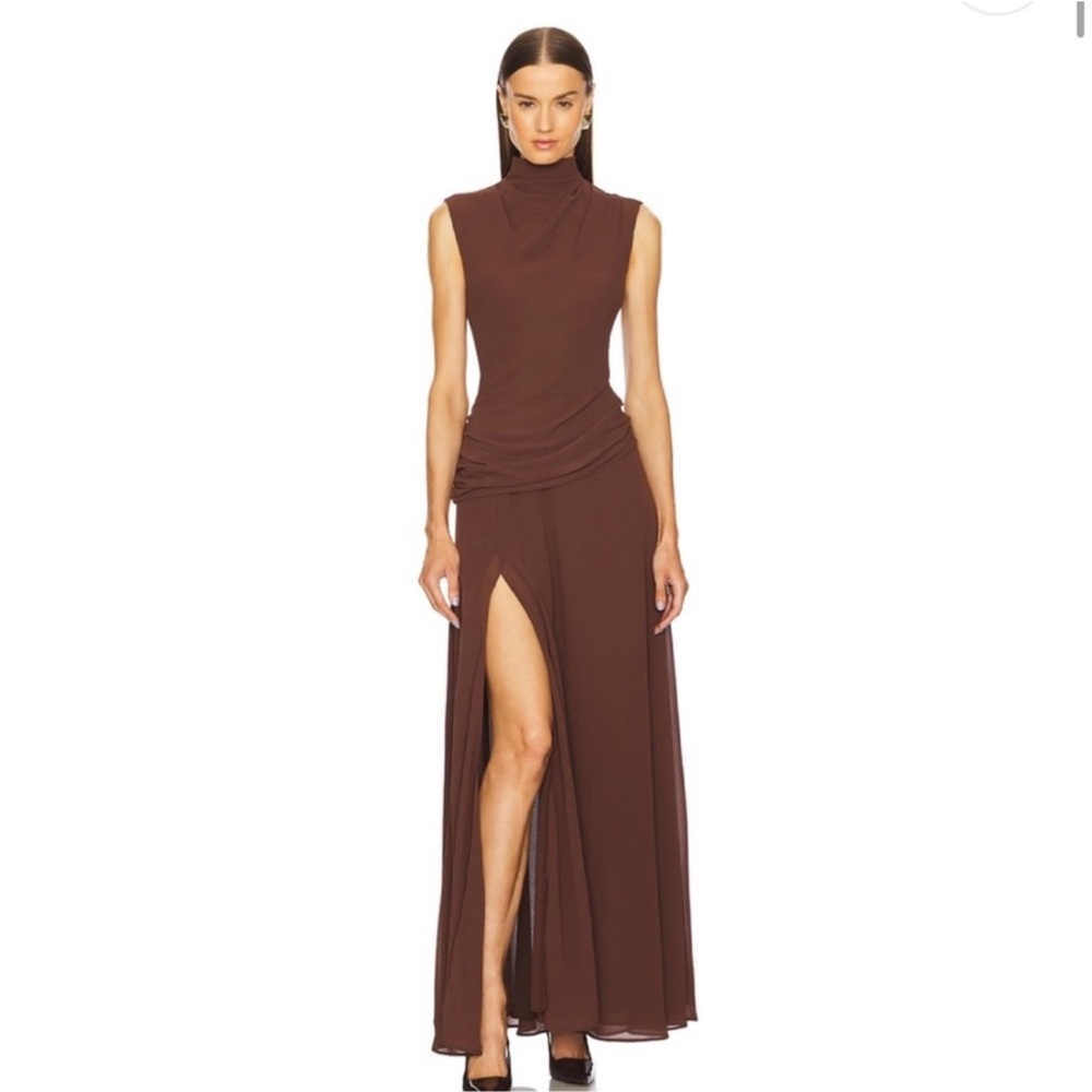 Revolve L’Academie by Marianna Brown Drapey Mock Neck Gown